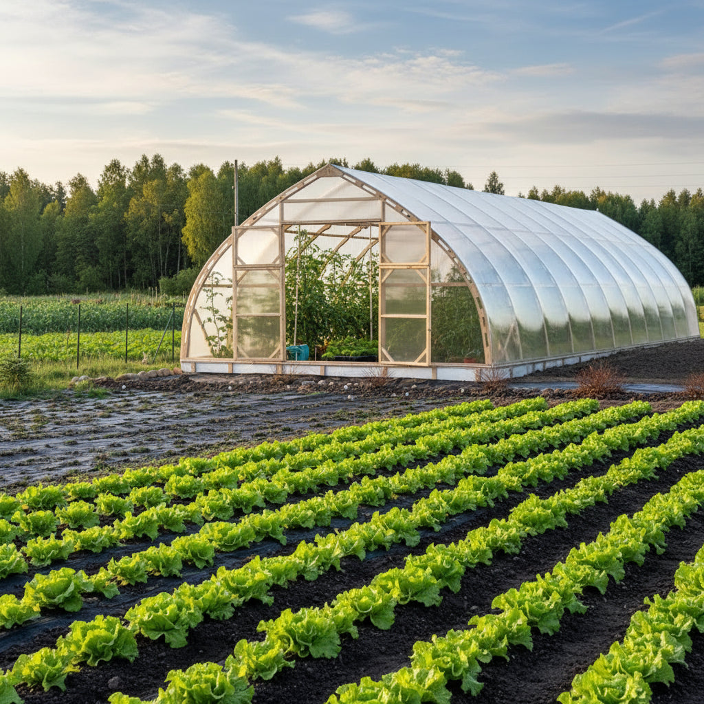 Arched wood greenhouse 7M