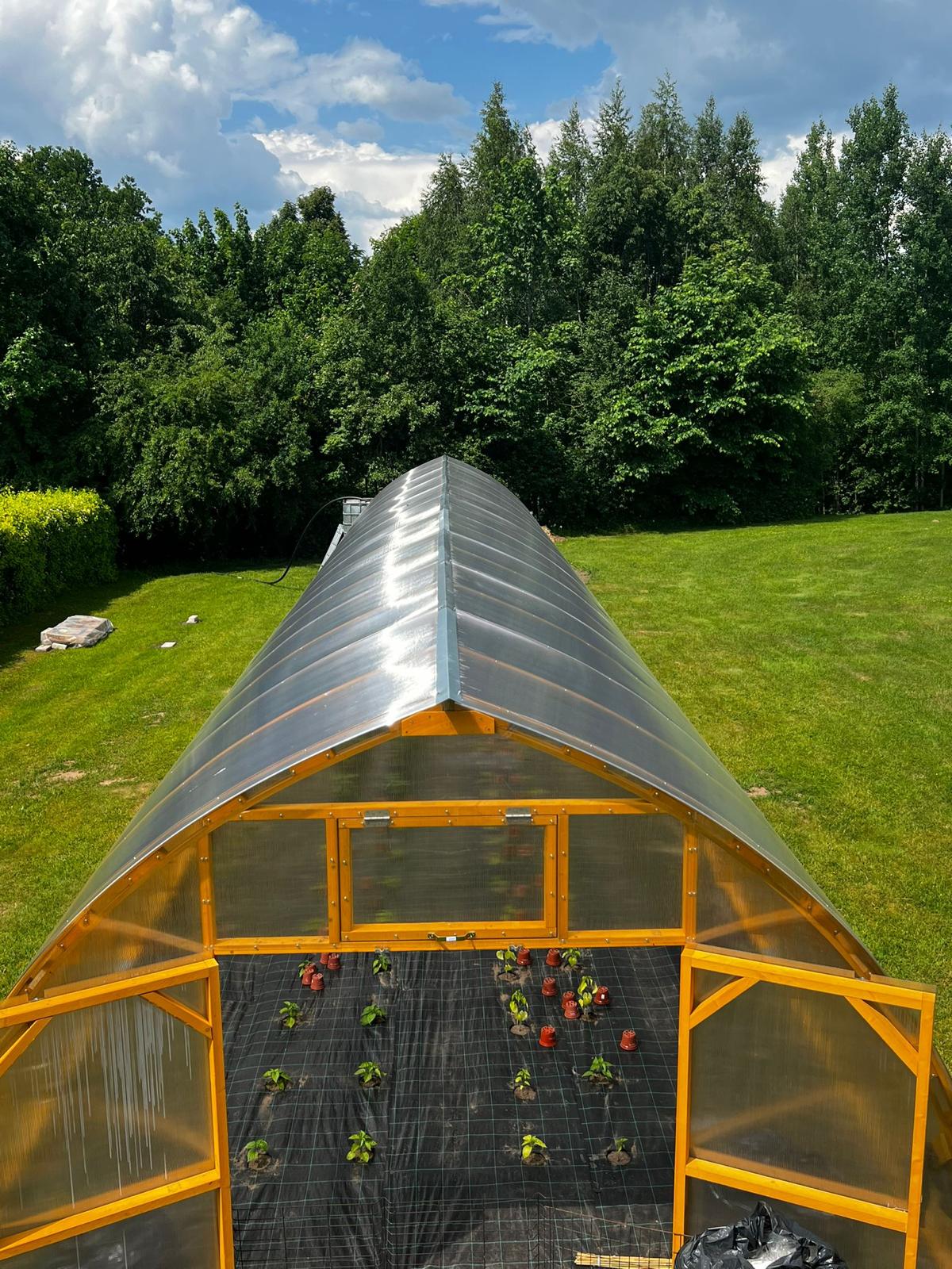 Arched wood greenhouse 7M