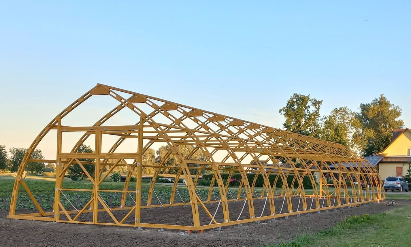 Arched wood greenhouse 7M